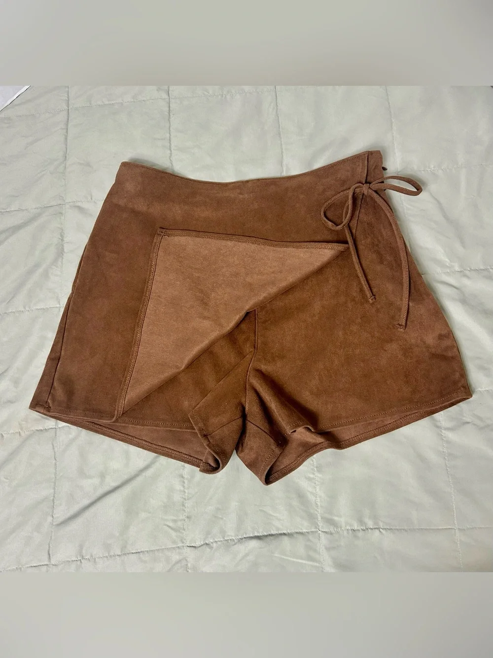 Brown Wrap-Front Women’s Shorts